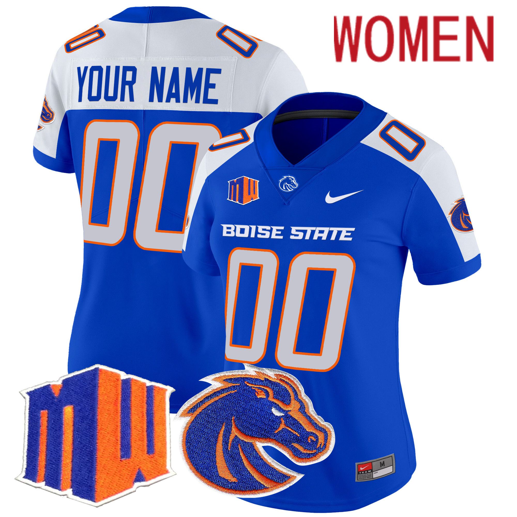 Women Boise State Broncos Blue Nike 2024 Vapor Limited Custom NCAA Jersey style 1->customized ncaa jersey->Custom Jersey